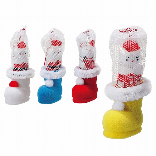 ★58-133-4-1 200個 クリスマスカラフルミニミニブーツ サンタチョコ入り