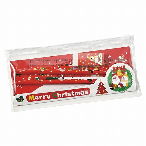 ★58-136-2-1 90セット クリスマスステーショナリーセット(ポーチ付き)
