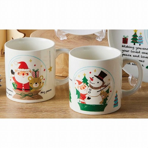 ★58-137-4-1 60個 クールノエル スノードーム柄マグカップ