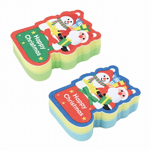 ★58-138-7-2 クリスマスキッチンスポンジ2個入り