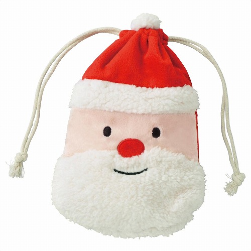 ★58-144-1-2 10枚 モコモコ巾着ギフトバッグサンタ