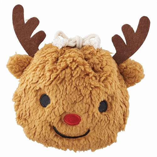 ★58-144-1-3 10枚 モコモコ巾着ギフトバッグトナカイ