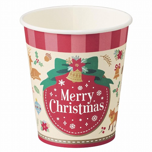★58-144-11-11 50個 クリスマス パーティー食器(ペーパーカップ)レッド