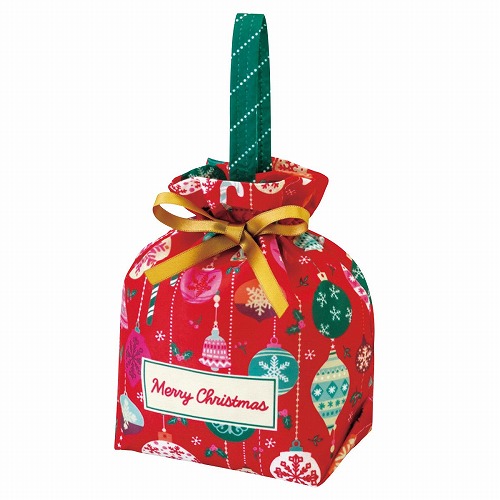 ★58-144-5-1 20枚 手提げ巾着袋 クリスマスオーナメント レッド