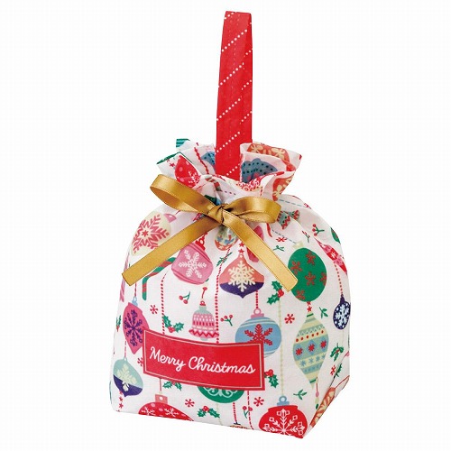 ★58-144-5-2 20枚 手提げ巾着袋 クリスマスオーナメント ホワイト
