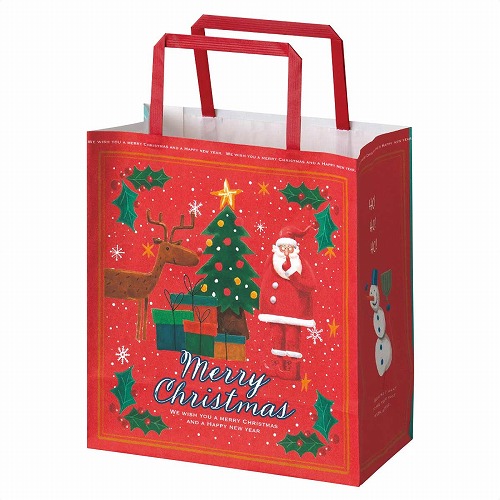 ★58-145-3-1 50枚 手提げ紙袋 ゆかいなクリスマス幅20×奥行10×高さ22cm