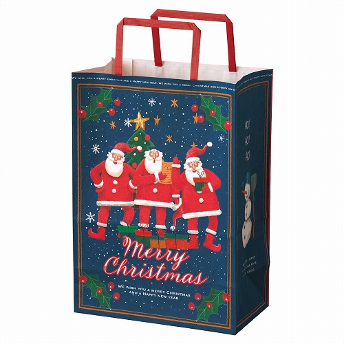 ★58-145-3-2 50枚 手提げ紙袋 ゆかいなクリスマス幅22×奥行12×高さ31cm