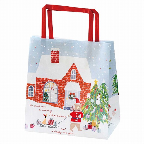 ★58-145-4-1 50枚 手提げ紙袋 クリスマスベアラー幅18×奥行10×高さ22cm