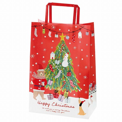 ★58-145-4-2 50枚 手提げ紙袋 クリスマスベアラー幅22×奥行12×高さ31cm