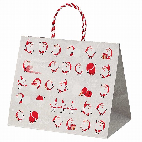 ★58-145-6-3 手提げ紙袋 豆サンタ幅32×奥行20×高さ27.5cm
