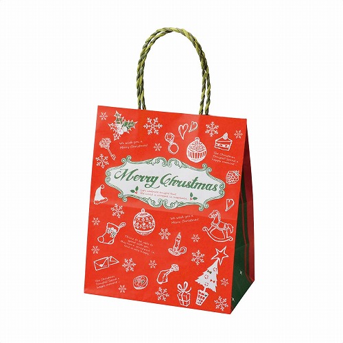 ★58-145-7-1 手提げ紙袋 アンティーククリスマス幅20×奥行12×高さ25cm