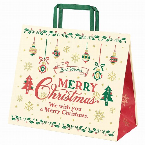 ★58-145-9-1 50枚 手提げ紙袋 クラシカルクリスマス幅30×奥行13×高さ25cm