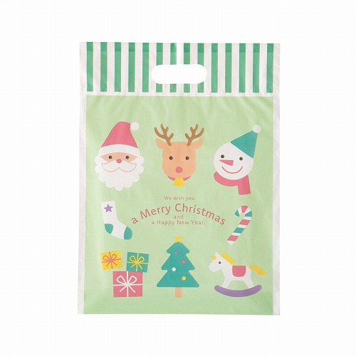 ★58-146-2-2 手提げポリ袋 チャーミングクリスマス幅27×高さ36×底マチ6cm