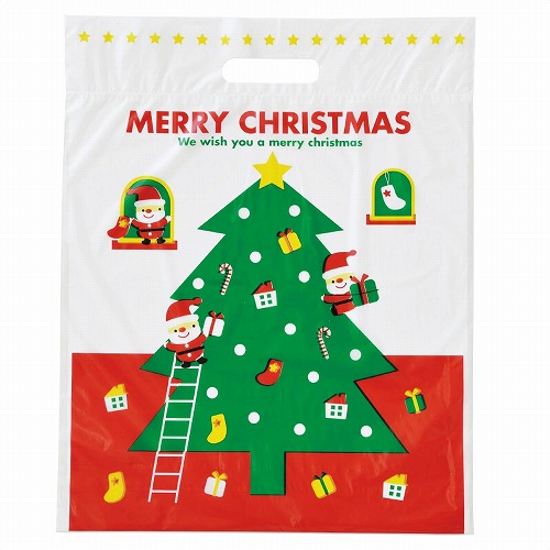 ★58-146-3-3 手提げポリ袋 ミニサンタ幅36×高さ44×底マチ6cm