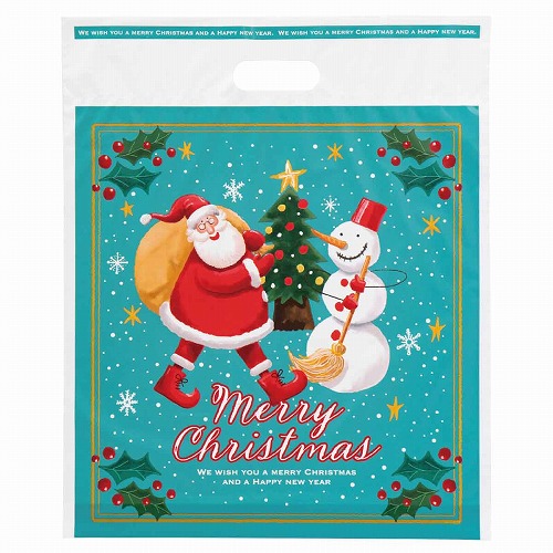 ★58-146-4-3 手提げポリ袋 ゆかいなクリスマス幅36×高さ44×底マチ6cm