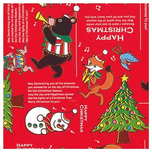 ★58-147-5-1 50枚 包装紙 クリスマスジョリーバンド半裁