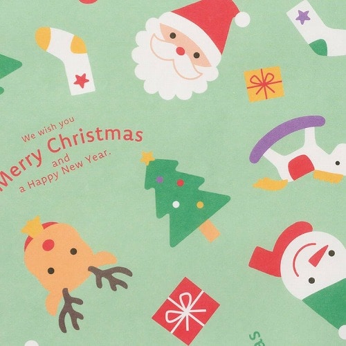 ★58-148-2-1 50枚 包装紙 チャーミングクリスマス半裁