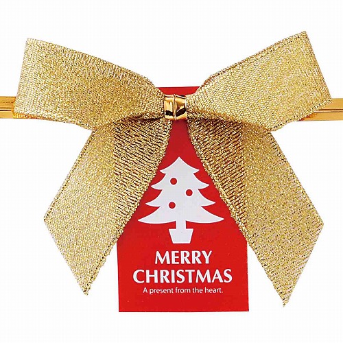 ★58-150-1-4 10個 クリスマスワイヤータイゴールドリボン