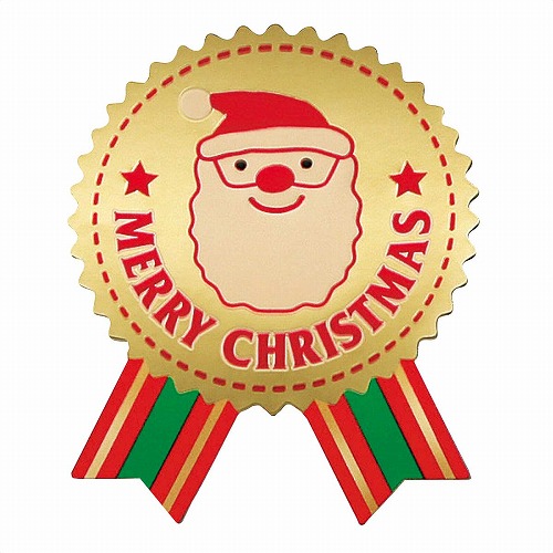 ★58-151-1-2 100枚 リボン型シールクリスマスサンタ
