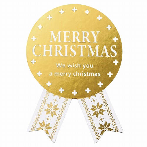 ★58-151-1-6 100枚 リボン型シールクリスマススノー