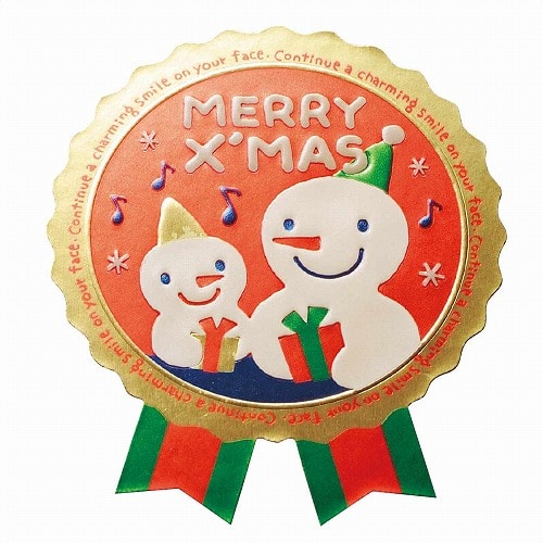 ★58-151-1-9 100枚 リボン型シールスノーマン