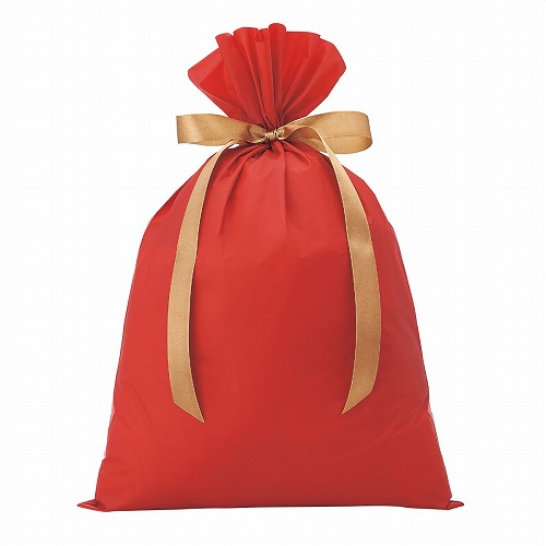 ★58-151-5-4 20枚 無地梨地ギフトバッグ レッド幅34×高さ50cm