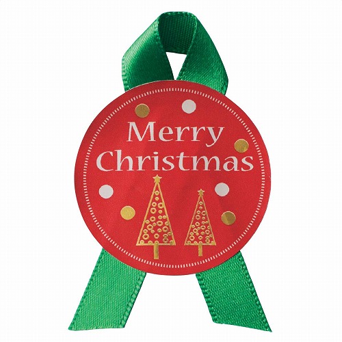 ★58-152-1-4 リボン付きシールクリスマスレッド