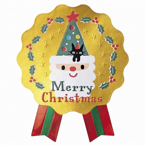 ★58-152-2-11 100枚 クリスマス強粘着ギフトシール(クリスマスツリーサンタ)
