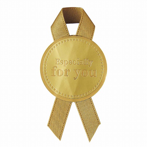 ★58-154-5-1 リボン付きシール ラウンドゴールド