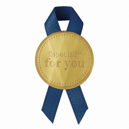 ★58-154-5-3 リボン付きシール ラウンドネイビー