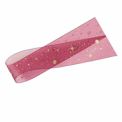 ★58-154-6-1 クリスタルオーガンジーリボン38mm幅×20m巻 ワイン