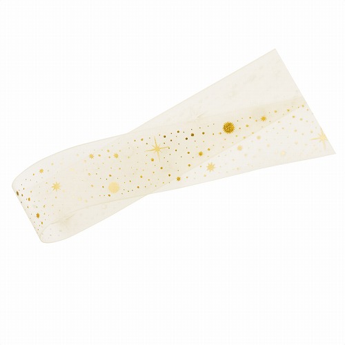 ★58-154-6-3 クリスタルオーガンジーリボン38mm幅×20m巻 アイボリー