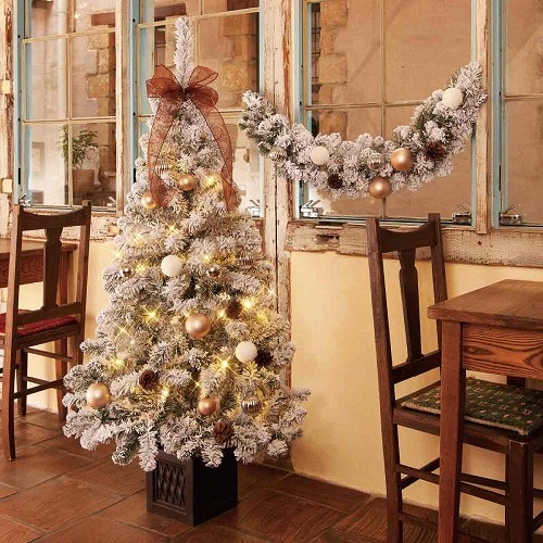 ★58-19-1-1 2WAYガーランド付クリスマスツリーセット スノー 150cm