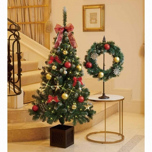 ★58-19-2-1 2WAYガーランド付クリスマスツリーセット レッド 150cm