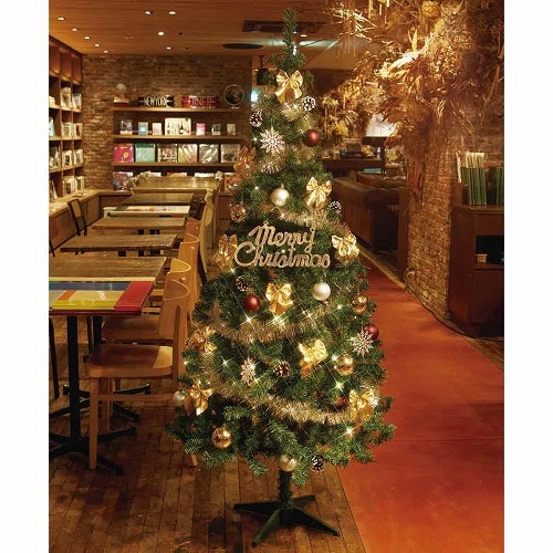 ★58-27-2-4 スタンダードクリスマスツリーセット ゴールド高さ180×幅79cm