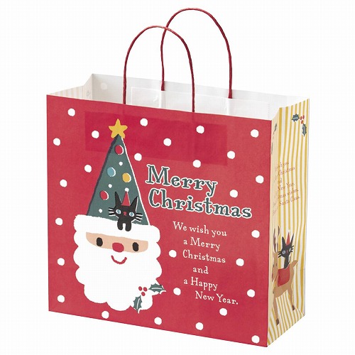 ★58-300-28-2 手提げ紙袋 クリスマスツリーサンタ(30×13×28.5cm)