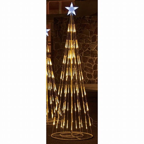 ★58-300-5-2 LEDシャイニングタワークリスマスツリー ホワイトゴールド(高さ210cm)