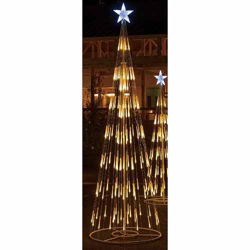 ★58-300-5-3 LEDシャイニングタワークリスマスツリー ホワイトゴールド(高さ240cm)