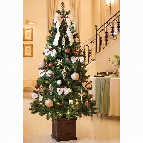 ★58-300-51-1 木製ポット付き クリスマスツリーセット ヴィンテージチャーム(高さ180×幅100cm)