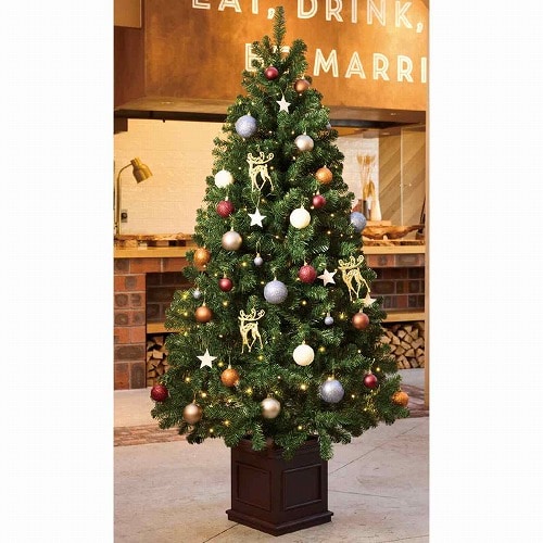 ★58-300-52-2 木製ポット付き クリスマスツリーセット ノルディックグロー(高さ180×幅100cm)
