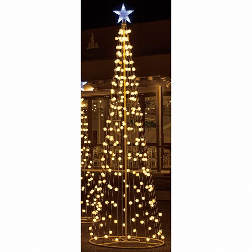 ★58-300-6-3 LEDタワークリスマスツリーケサランパサラン ゴールド(高さ240cm)