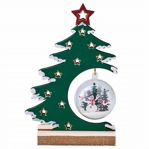 ★58-302-79-1 ウッドクリスマスツリードームスタンドオブジェ 高さ17cm