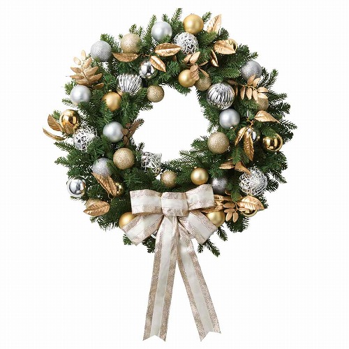 ★58-303-84-2 60cm クリスマスオーナメントリース(シルバーゴールド)