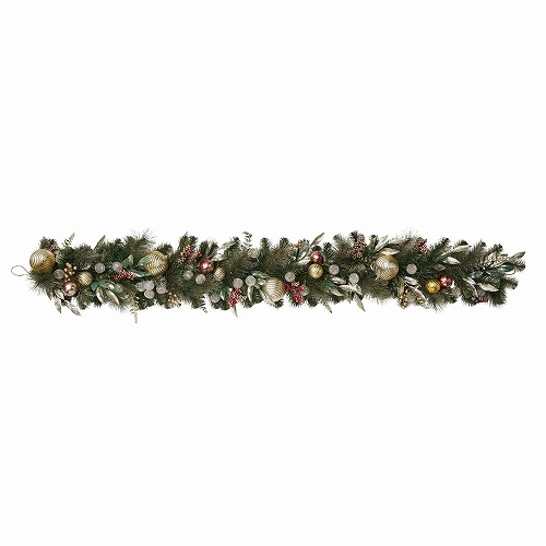 ★58-303-88-1 LEDボールライト付きクリスマスガーランド 200cm(ゴールド)