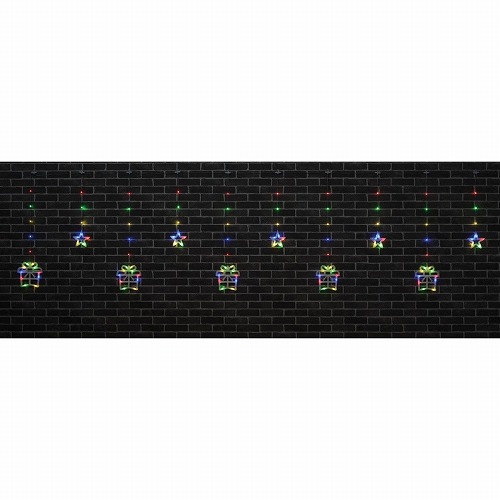 ★58-304-56-2 LED10連クリスマスカーテンライト 幅295×高さ81cm(プレゼント&スター)