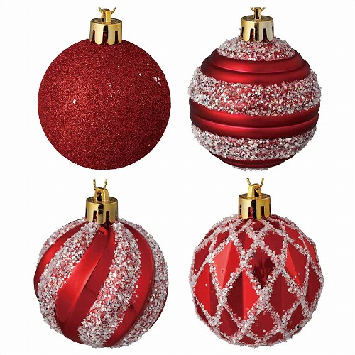 ★58-35-1-2 12個 オーナメントボール6cmレッドライン