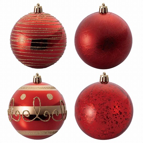 ★58-35-2-1 12個 オーナメントボール 8cmレッド