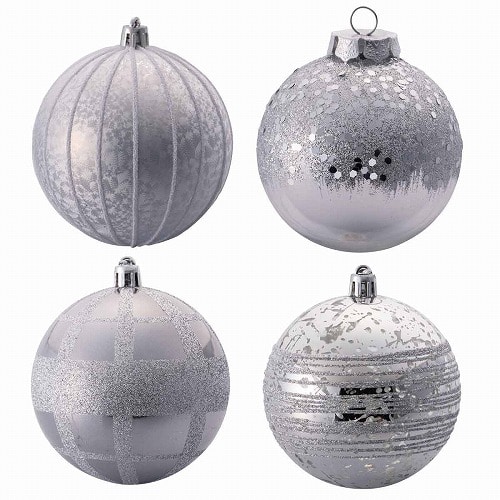 ★58-35-2-3 12個 オーナメントボール 8cmシルバー