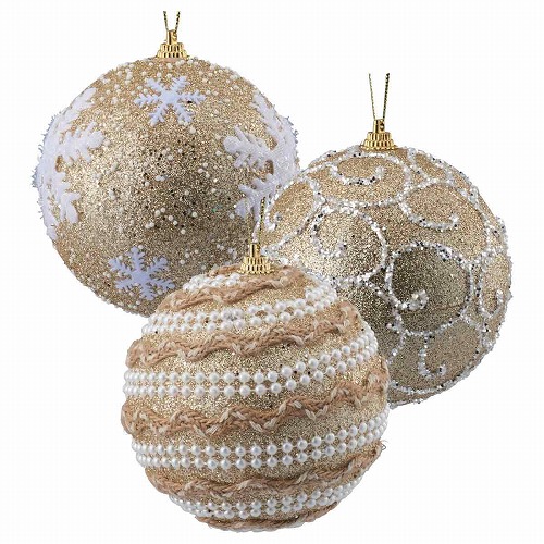 ★58-35-3-1 3個 オーナメントボール 10cmゴールド