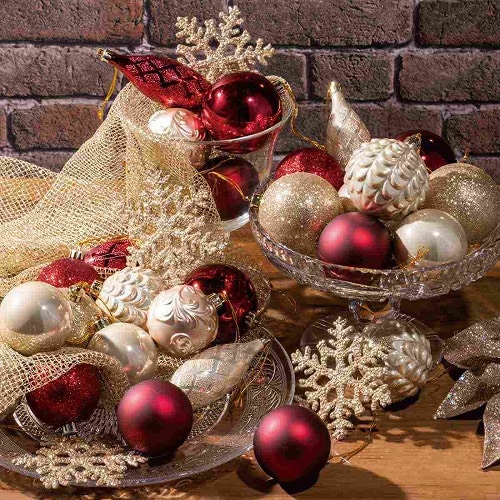 ★58-36-1-2 オーナメント40個セットレッド&ゴールド